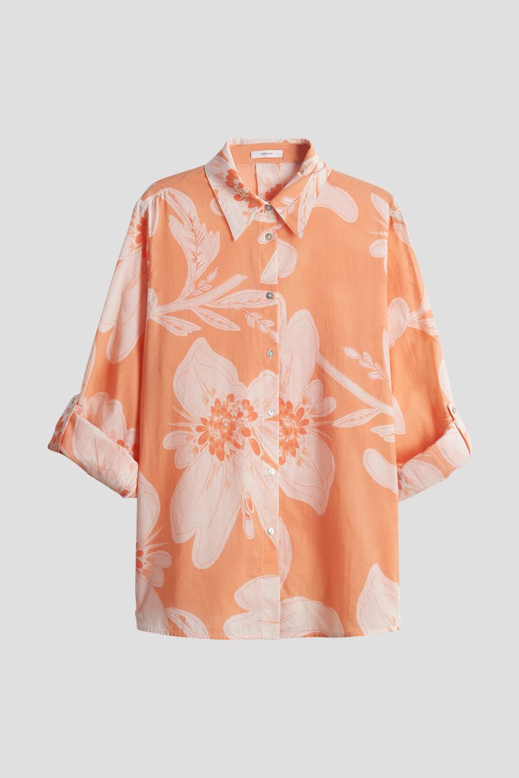 Blouse orange clair à imprimé floral blanc de Opus pour Femmes