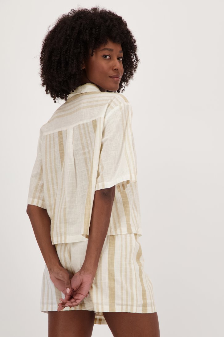 Blouse rayée écru-beige en look lin de JDY pour Femmes