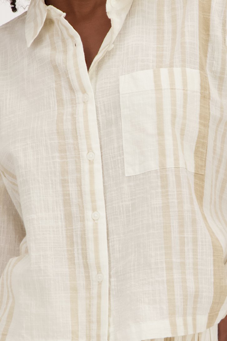 Blouse rayée écru-beige en look lin de JDY pour Femmes