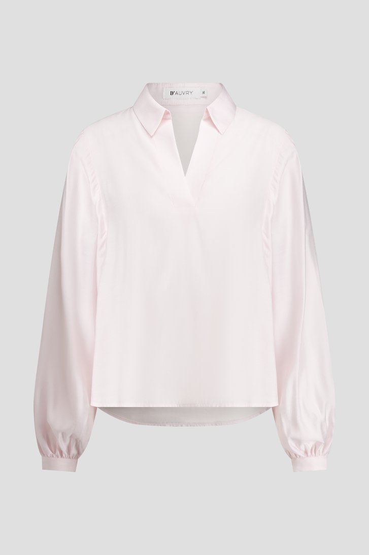 Photo produit 1 de Blouse rose à col en V de D'Auvry pour Femmes