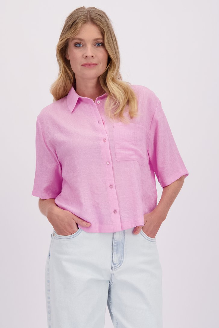 Le devant de Blouse rose à manches courtes de Libelle pour Femmes