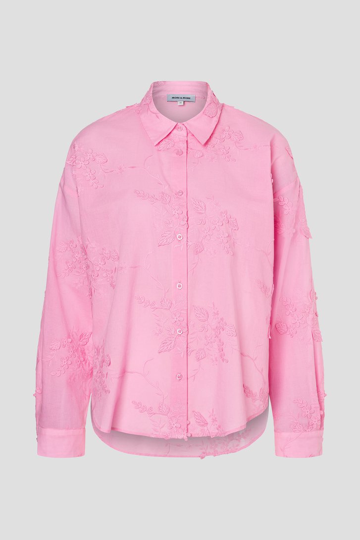 Photo produit 1 de Blouse rose avec fleurs brodées de More & More pour Femmes