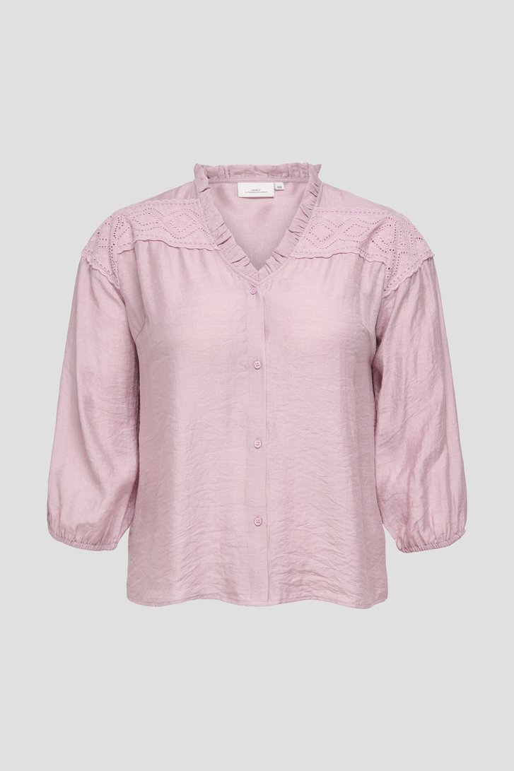 Photo produit 1 de Blouse rose clair avec broderie anglaise de ONLY Carmakoma pour Femmes