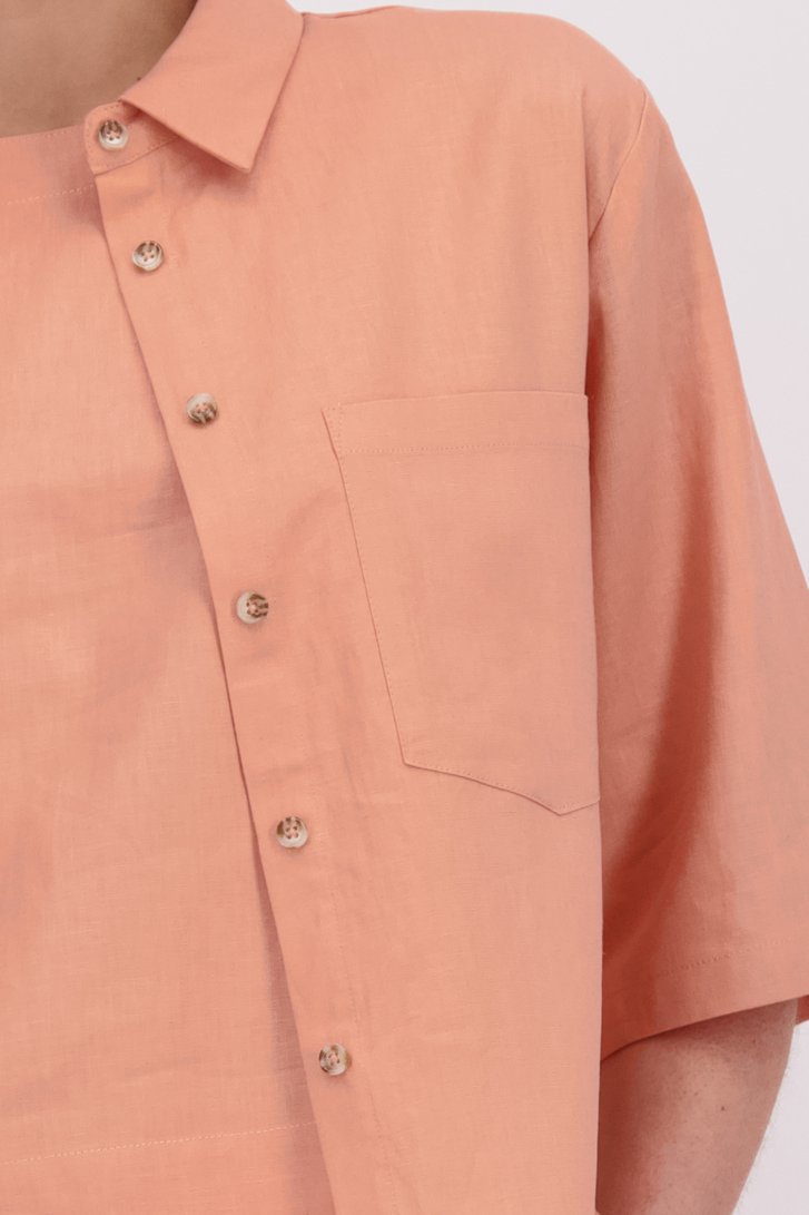 Détail de Blouse rose clair en lin de Liberty Island pour Femmes