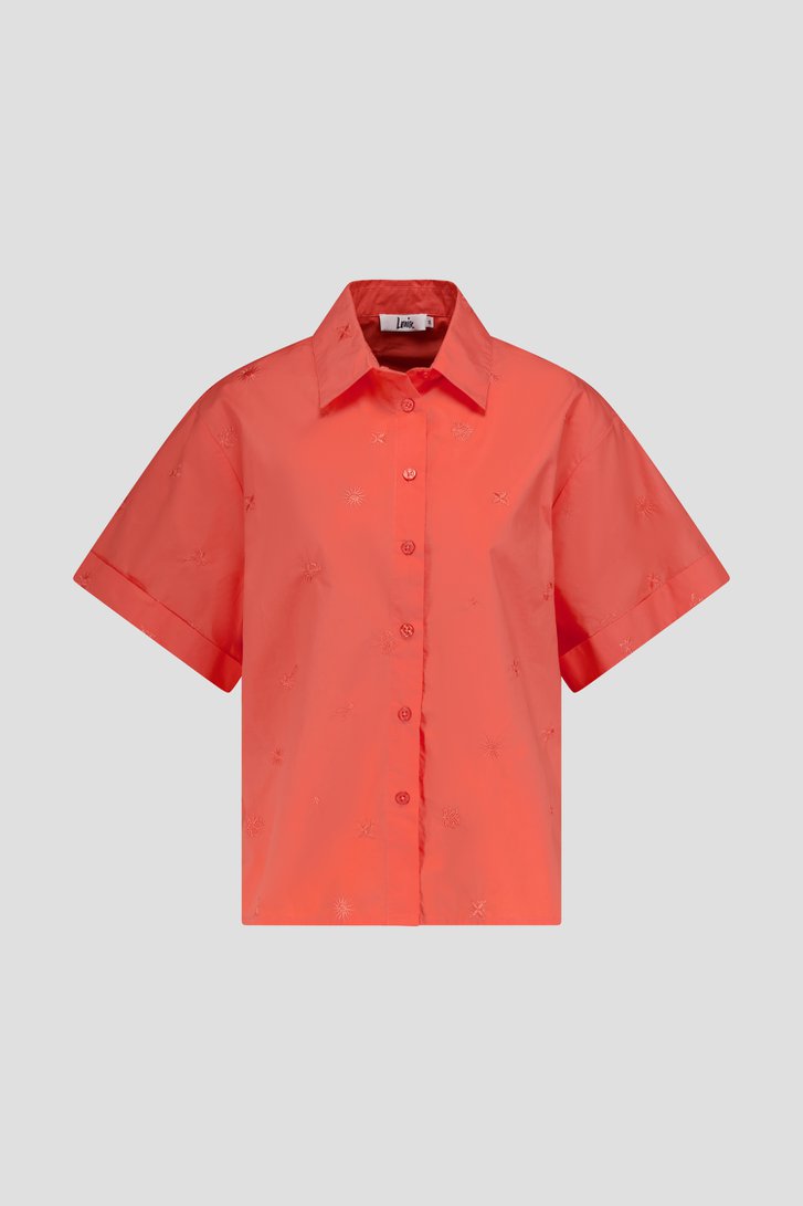 Blouse rose corail à manches courtes et boutons de Louise pour Femmes