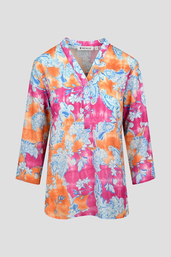 Photo produit 1 de Blouse rose-orange à imprimé floral de Bicalla pour Femmes