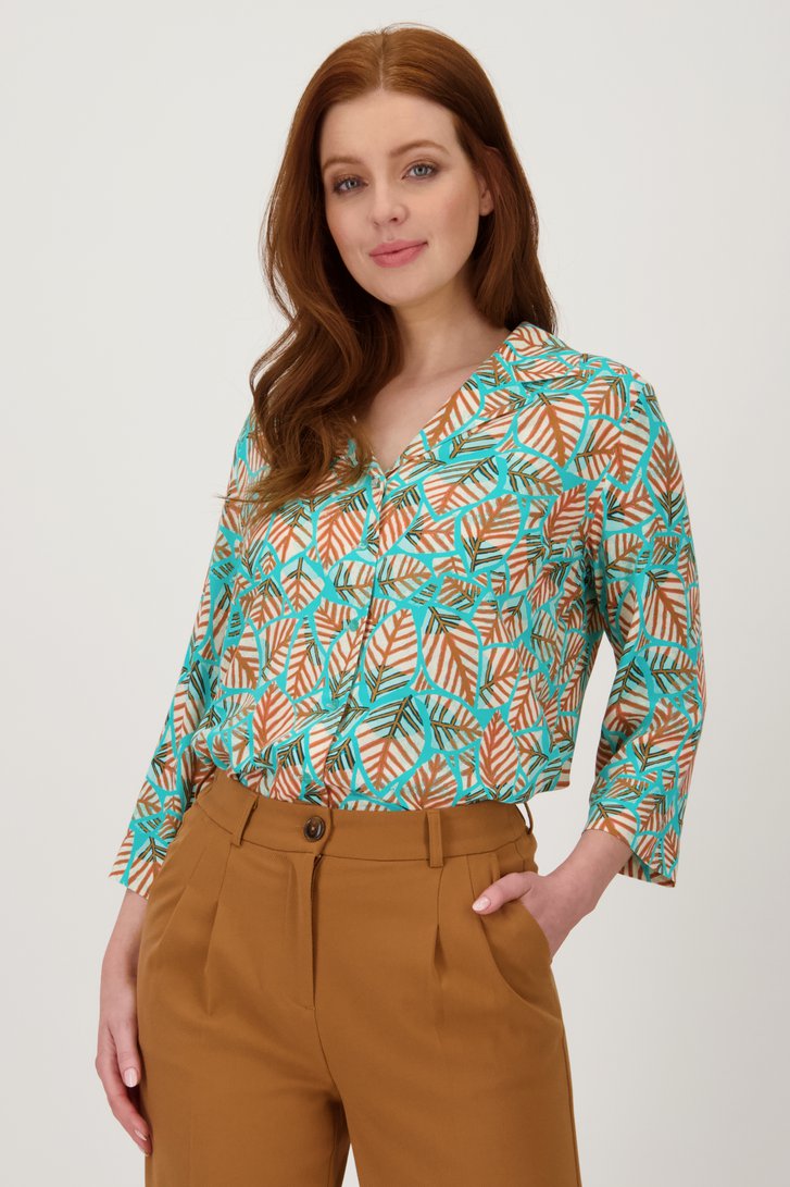 Blouse turquoise à imprimé géométrique de Libelle pour Femmes