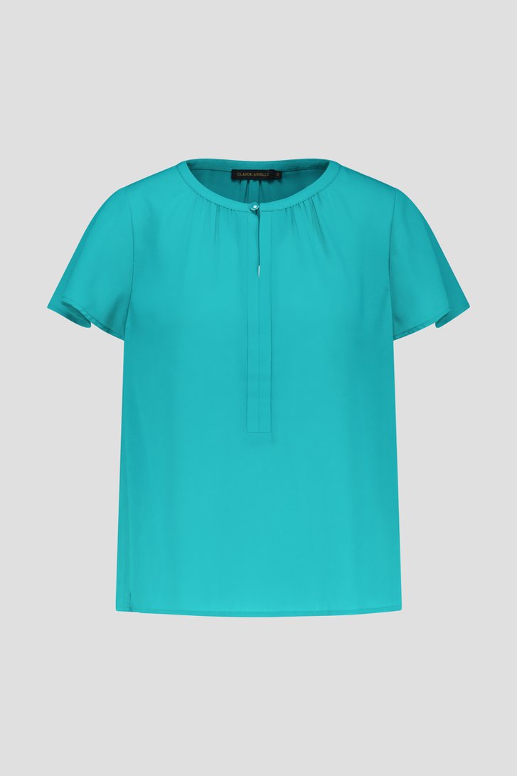 Blouse turquoise à manches papillon courtes de Claude Arielle pour Femmes