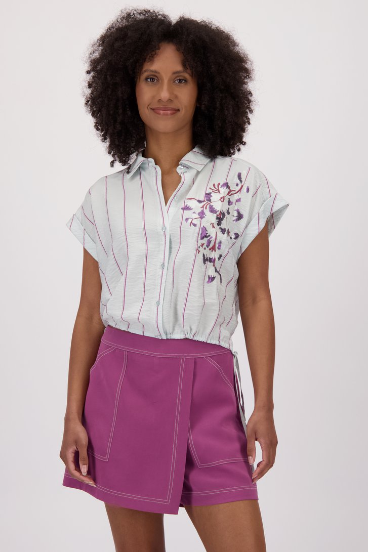 Blouse turquoise pastel à motif rayé de Louise pour Femmes