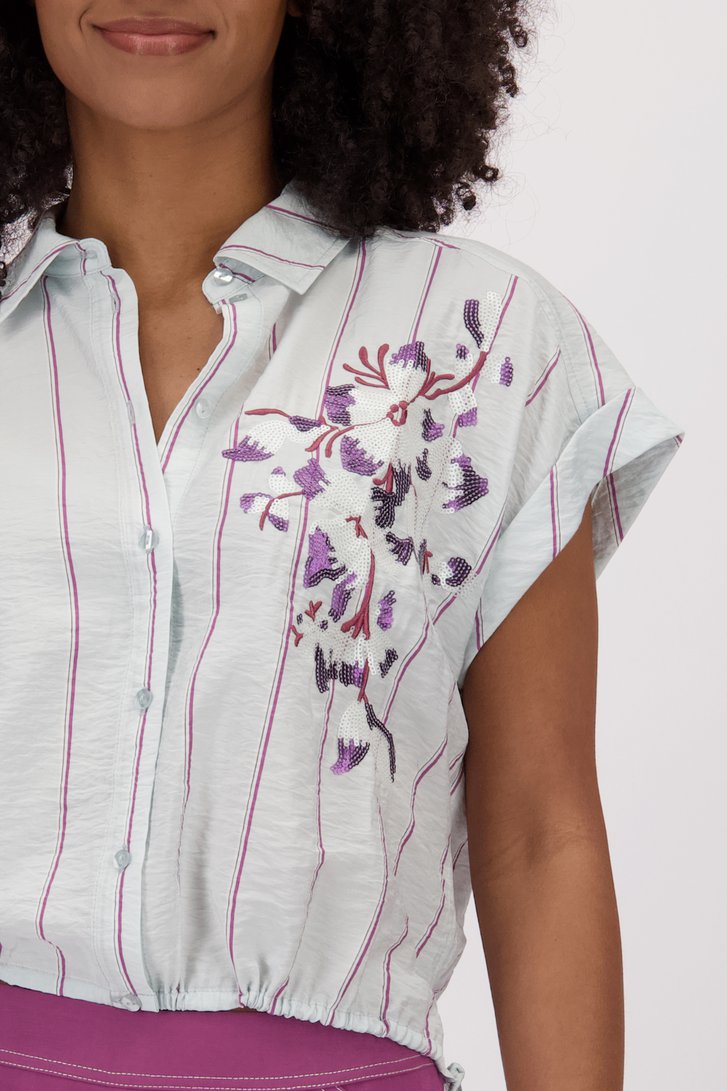 Blouse turquoise pastel à motif rayé de Louise pour Femmes