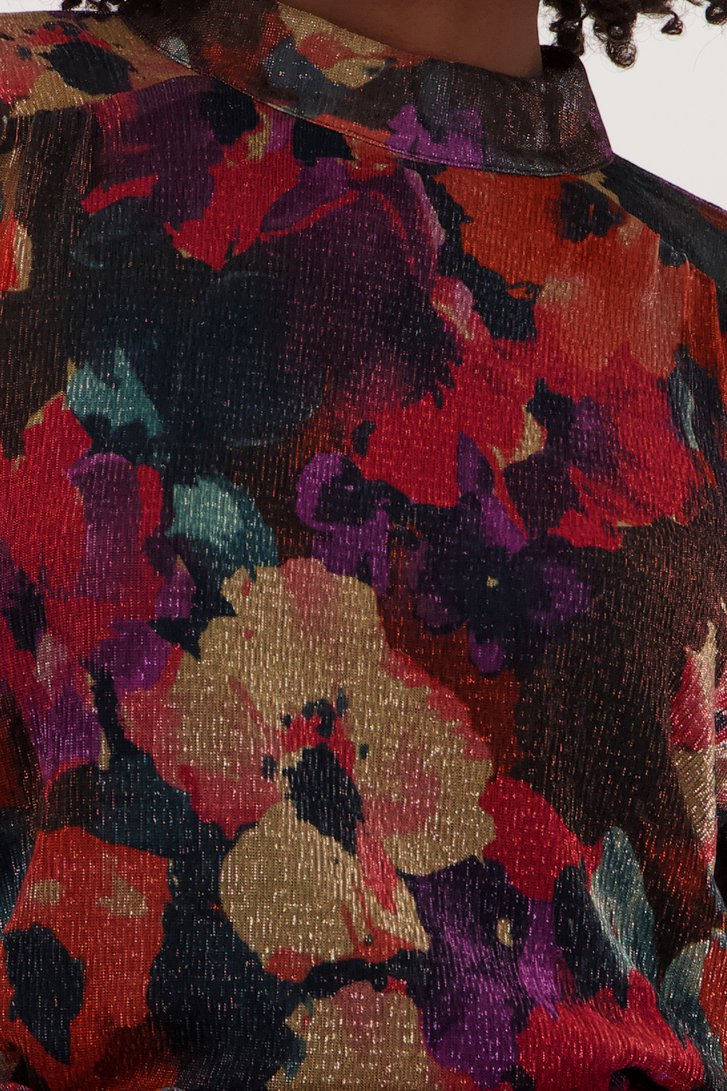 Detail van Blouse van mesh met kleurrijk bloemenmotief door Geisha voor Dames