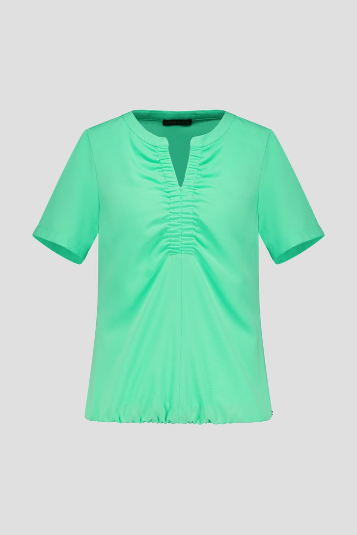 Blouse vert à col en V de Claude Arielle pour Femmes