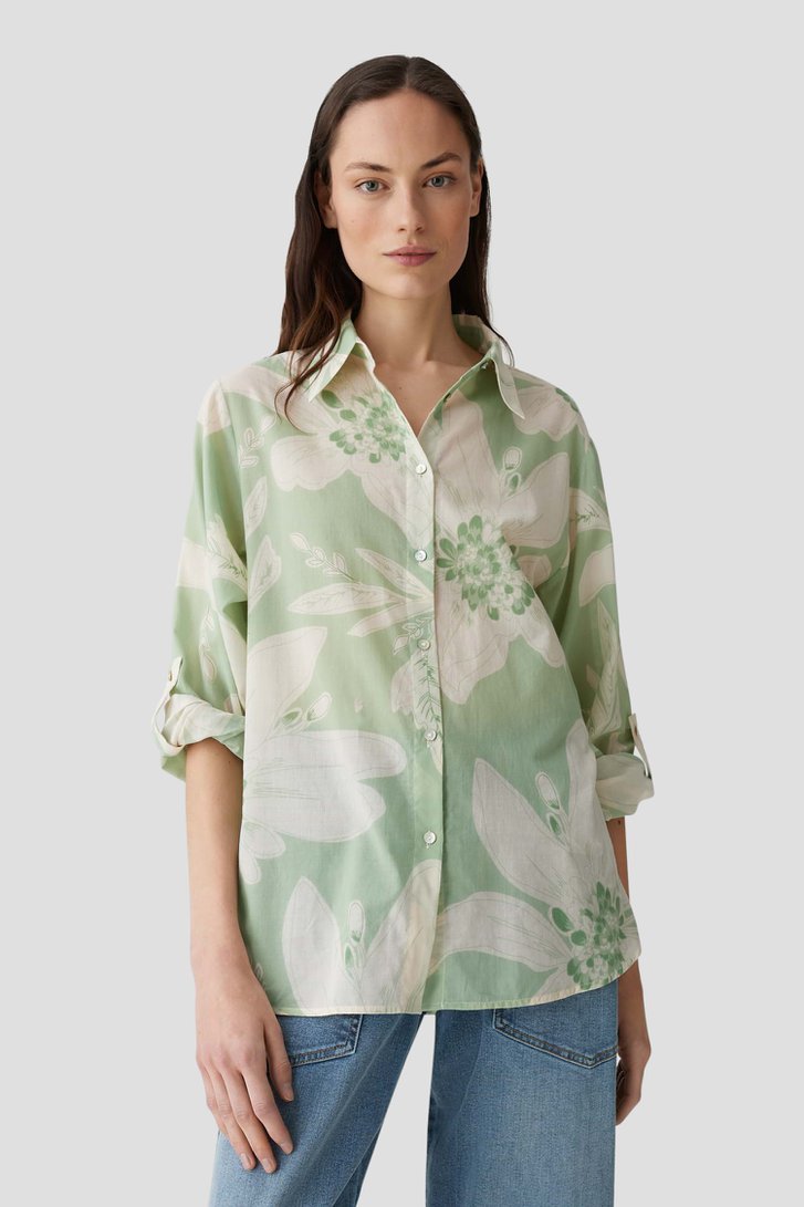 Blouse vert clair à imprimé floral blanc de Opus pour Femmes