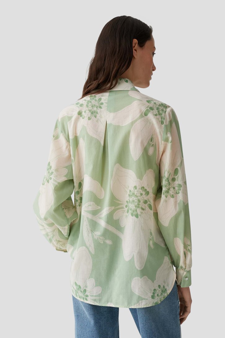 Blouse vert clair à imprimé floral blanc de Opus pour Femmes