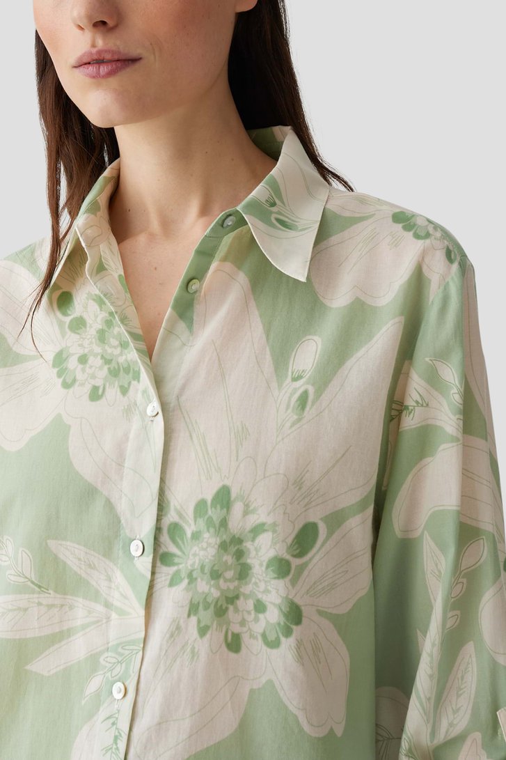 Blouse vert clair à imprimé floral blanc de Opus pour Femmes