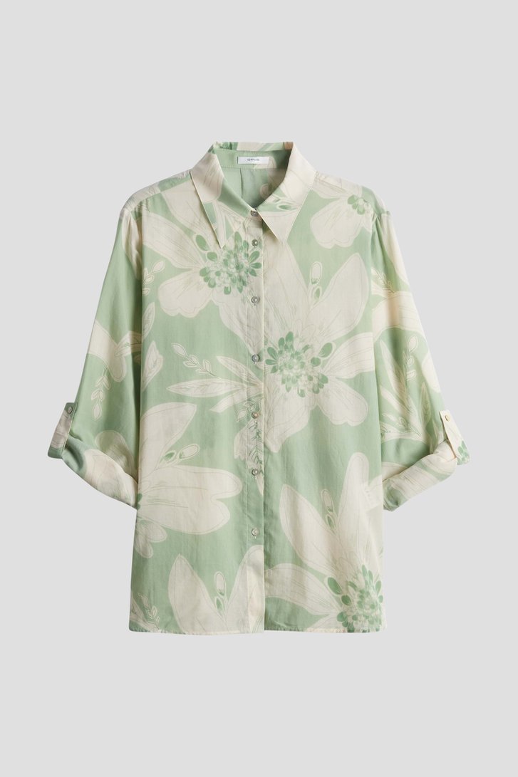Blouse vert clair à imprimé floral blanc de Opus pour Femmes