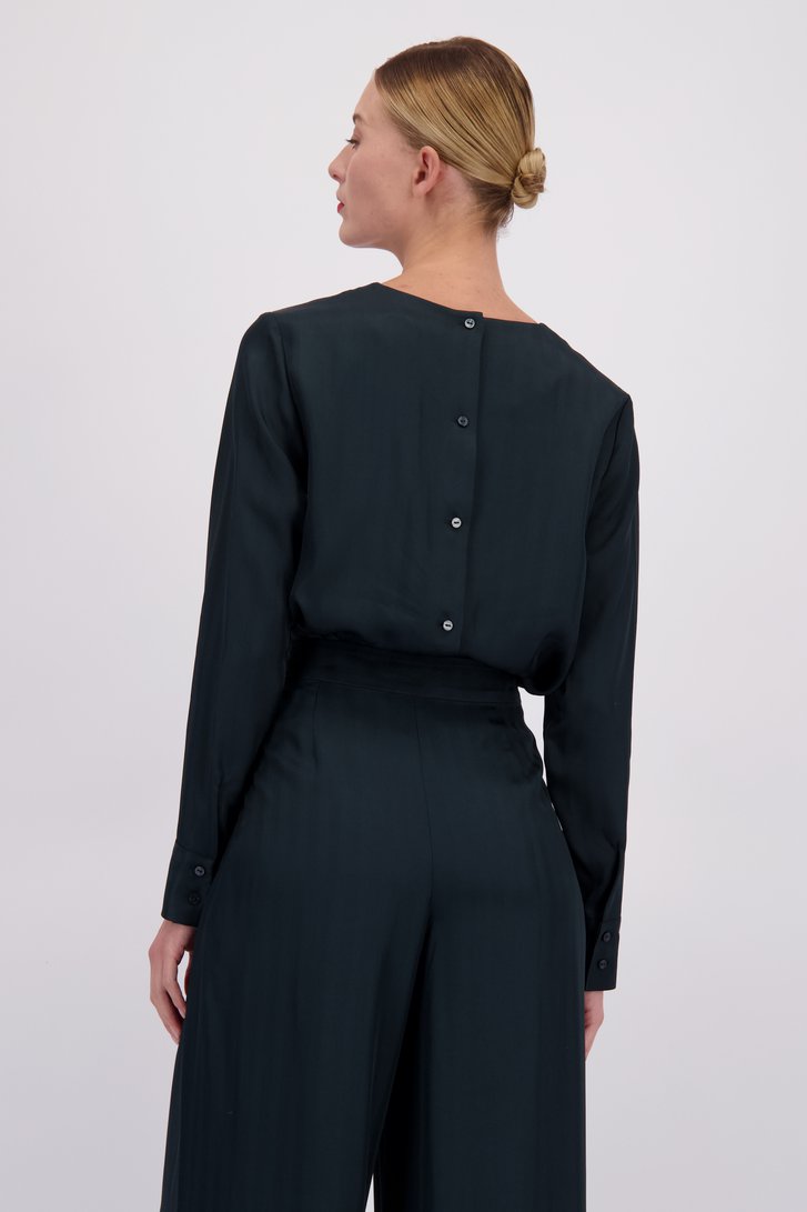 Le dos de Blouse vert foncé à motif rayé subtil de D'Auvry pour Femmes