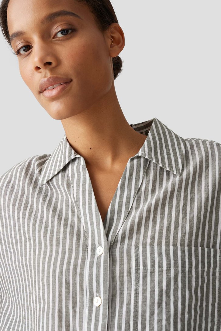 Blouse vert gris à rayures blanches de Opus pour Femmes