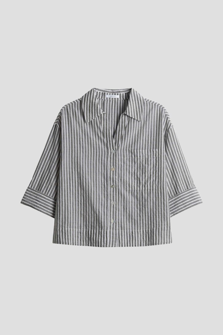 Blouse vert gris à rayures blanches de Opus pour Femmes
