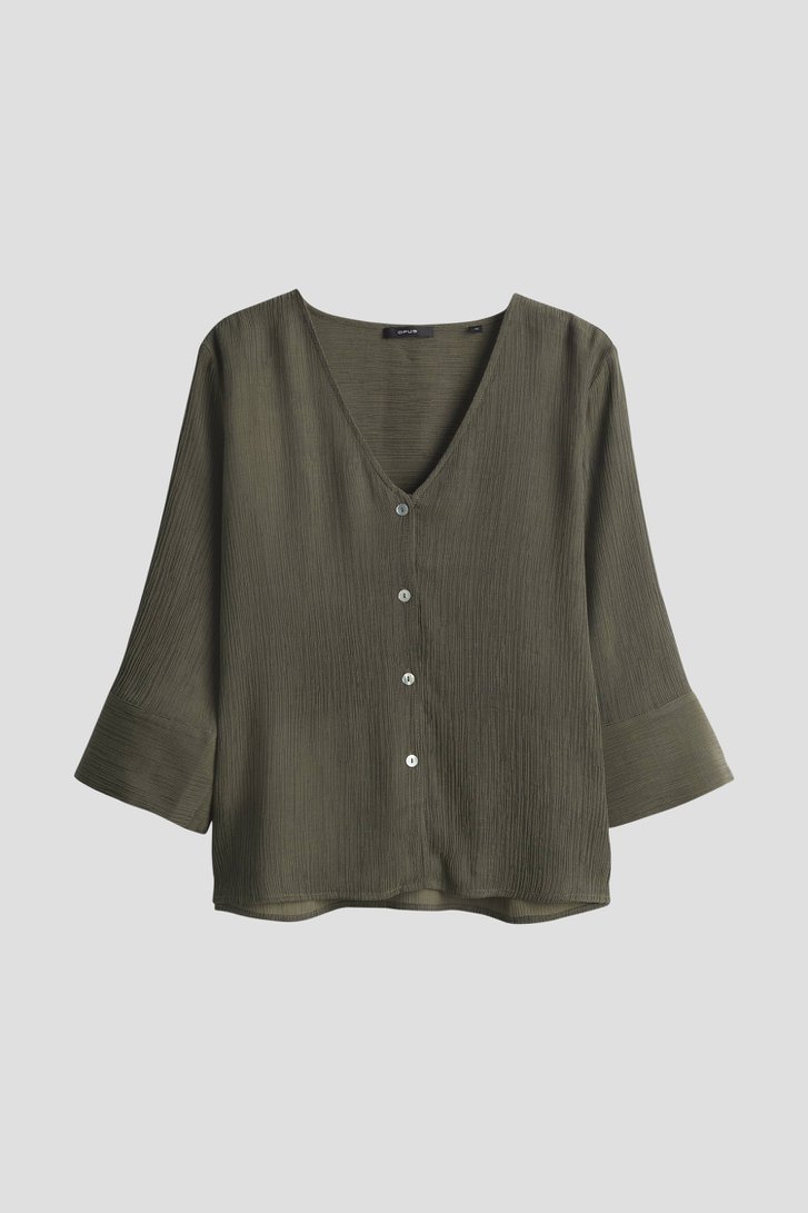 Photo produit 1 de Blouse vert olive à manches 3/4 de Opus pour Femmes