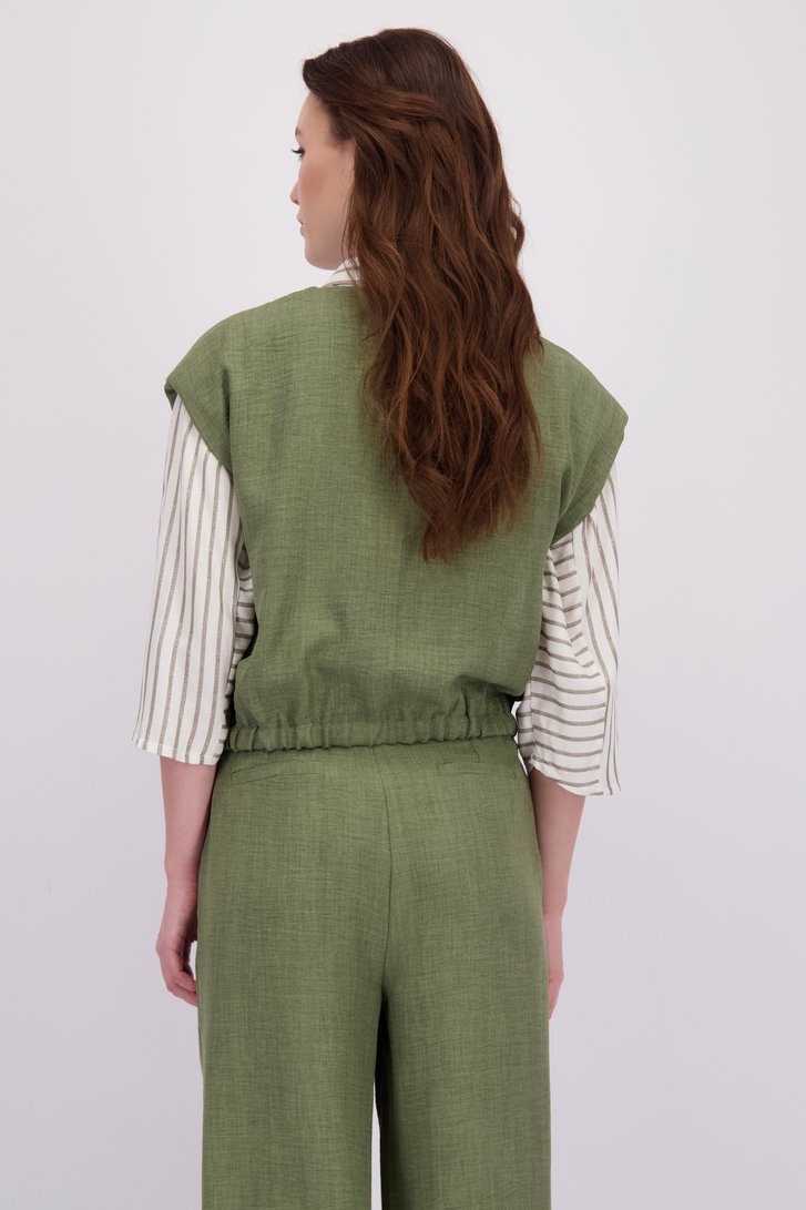 Le dos de Blouse vert olive à manches courtes de Geisha pour Femmes