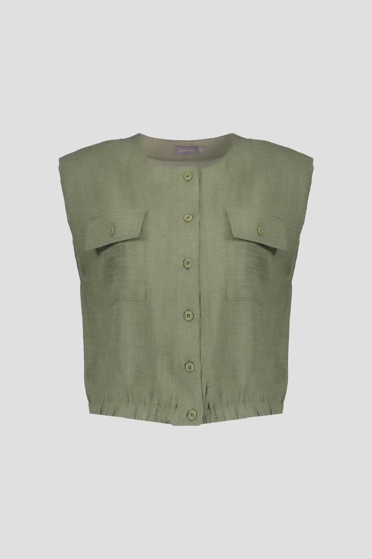 Photo produit 1 de Blouse vert olive à manches courtes de Geisha pour Femmes