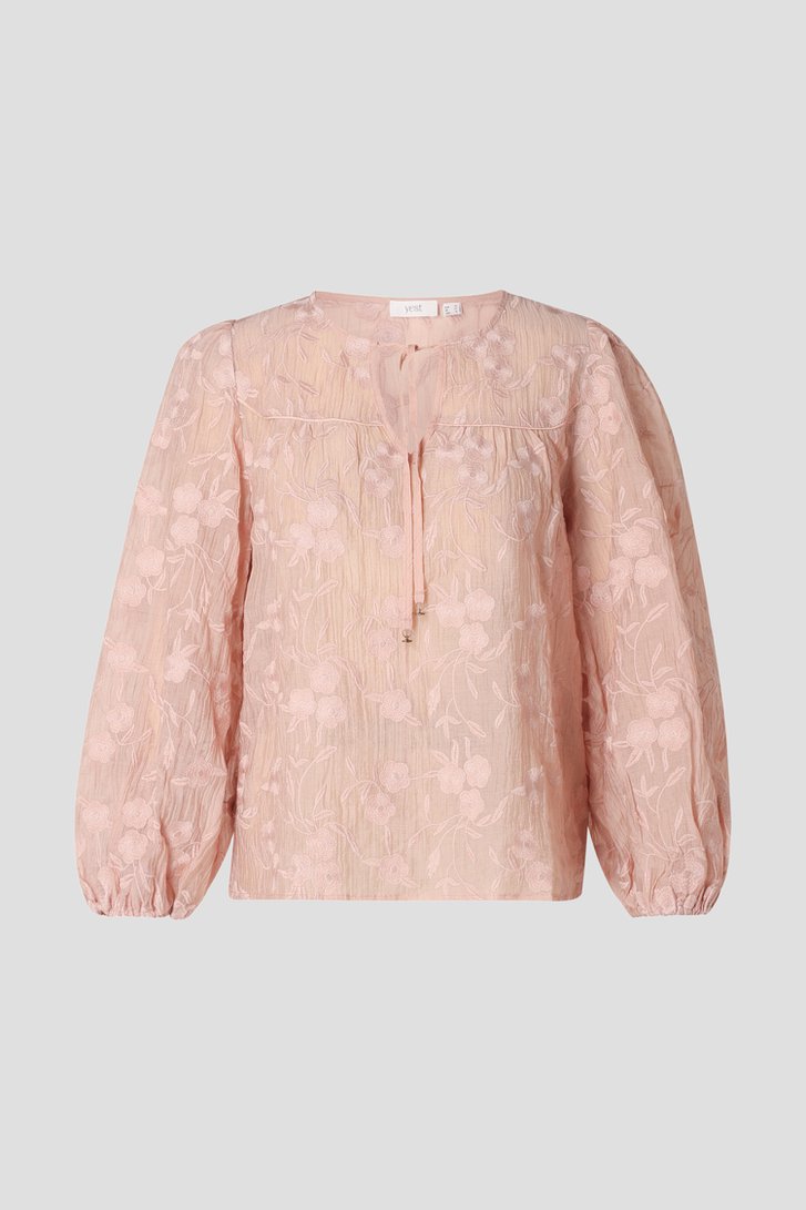Photo produit 1 de Blouse vieux rose avec fleurs brodées de Yest Curve pour Femmes