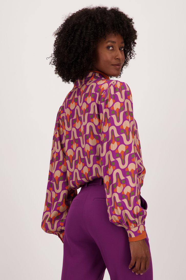 Blouse violette imprimée de Geisha pour Femmes