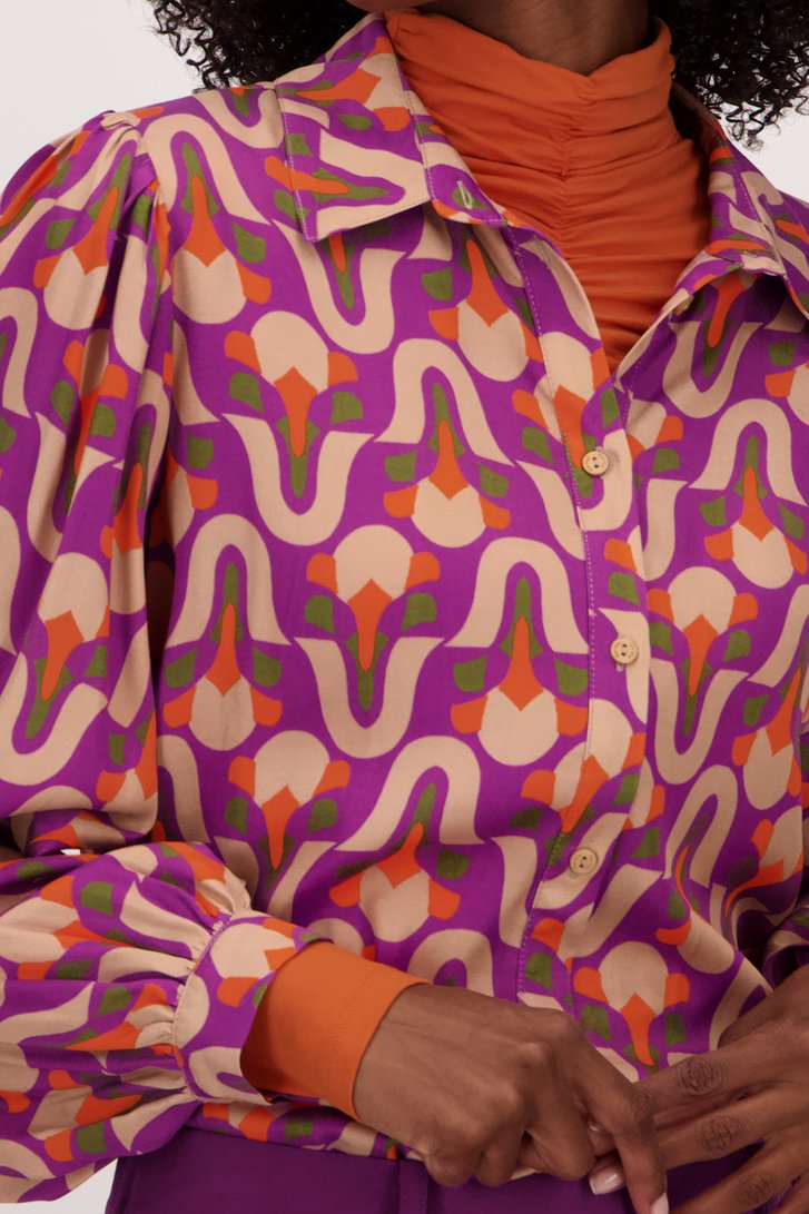 Blouse violette imprimée de Geisha pour Femmes