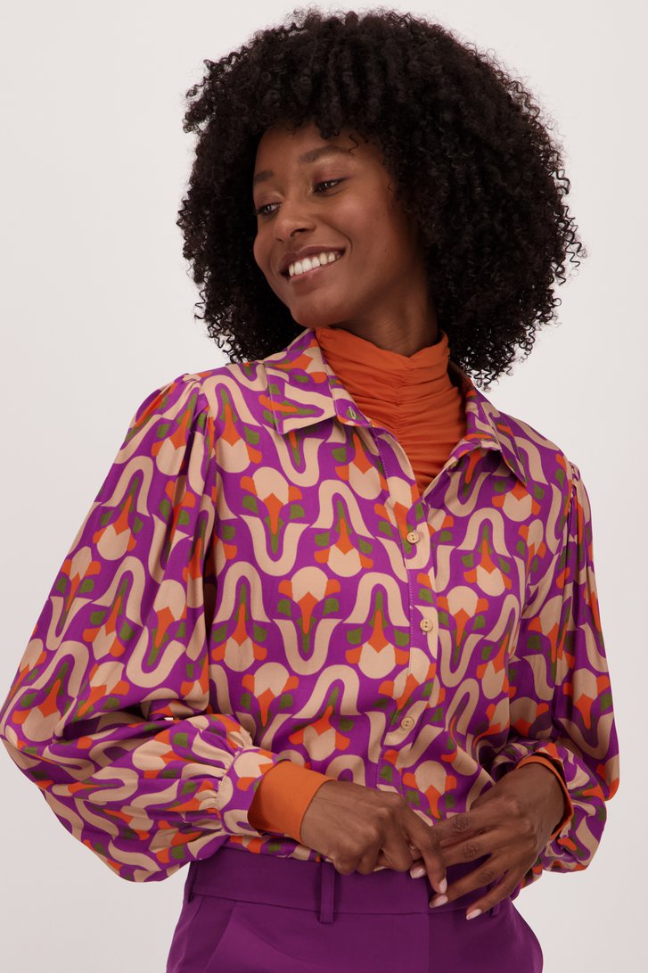 Blouse violette imprimée de Geisha pour Femmes