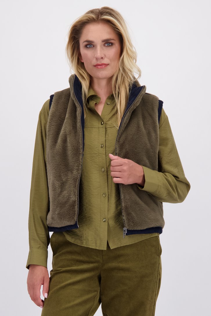 Le dos de Bodywarmer réversible bleu foncé/kaki de Libelle pour Femmes