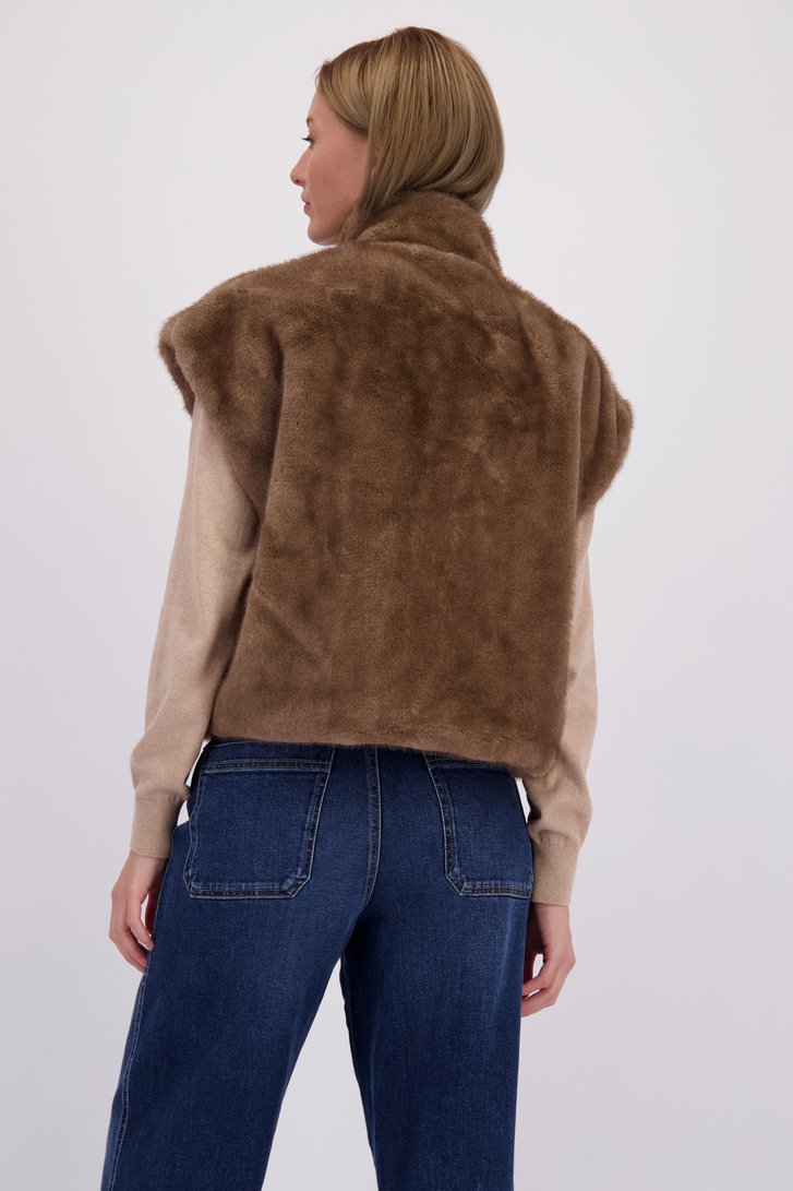 Le dos de Bodywarmer taupe en fausse fourrure – Réversible de e5 pour Femmes