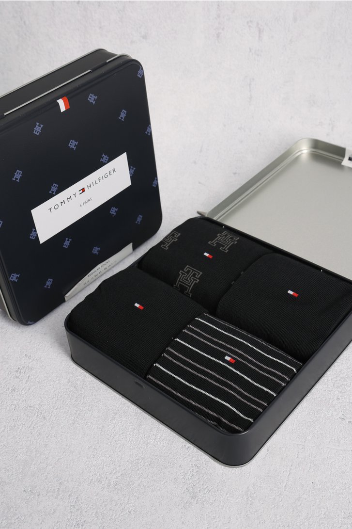 Boîte cadeau chaussettes noires - 4 paires de Tommy Hilfiger pour Hommes