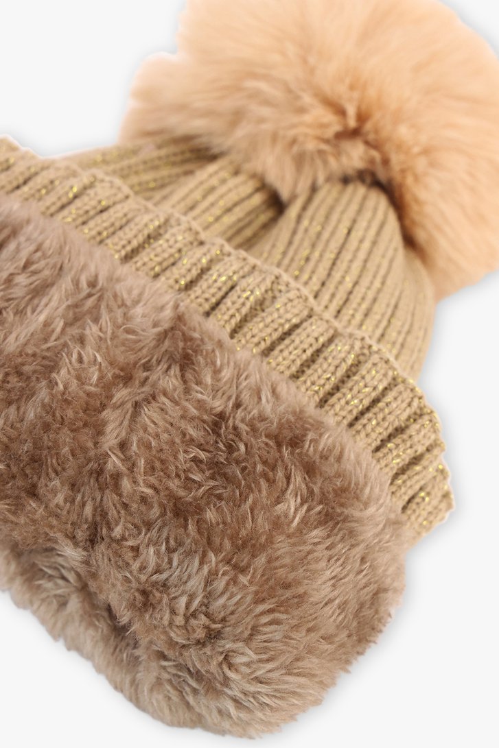 Bonnet beige foncé avec doublure douce de Liberty Island pour Femmes