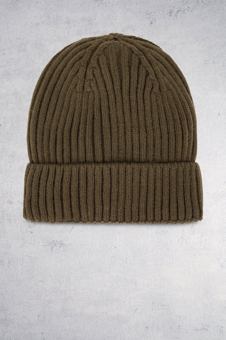 Le devant de Bonnet en tricot côtelé kaki de Michaelis pour Hommes