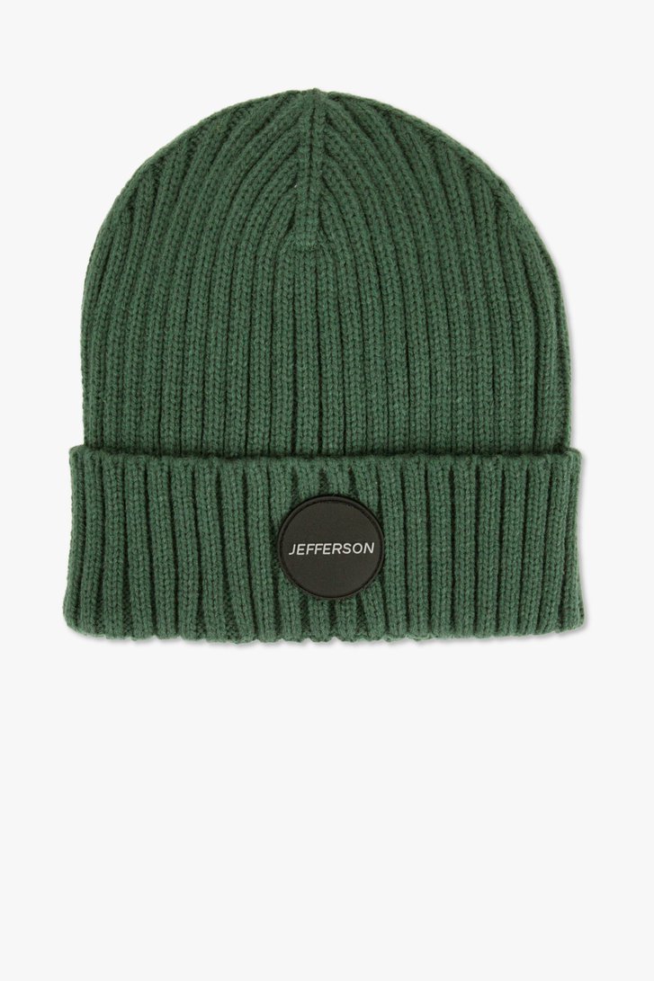Bonnet en tricot côtelé vert foncé de Jefferson pour Hommes