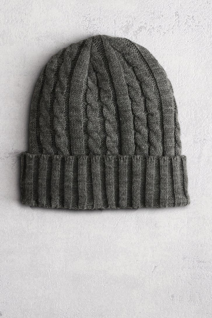 Le devant de Bonnet tricoté gris à motif torsadé de Liberty Island pour Hommes