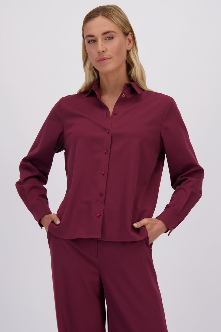 Voorkant van Bordeaux blouse met lange mouwen door Liberty Island voor Dames