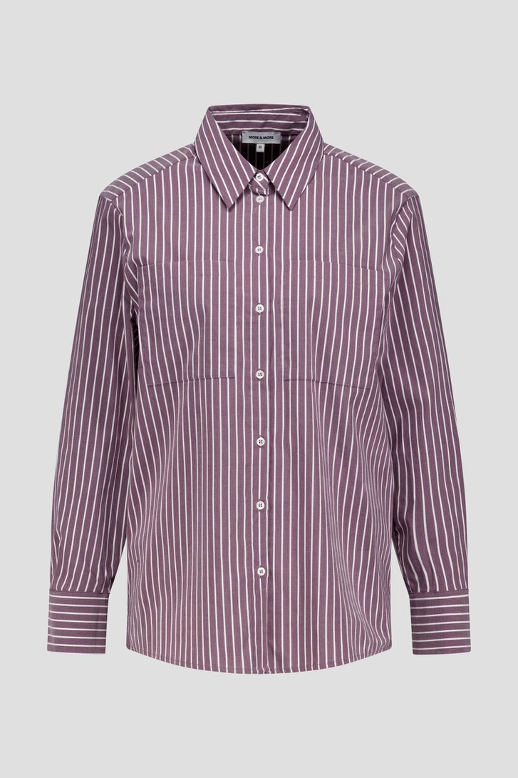 Productfoto 1 van Bordeaux blouse met witte strepen door More & More voor Dames