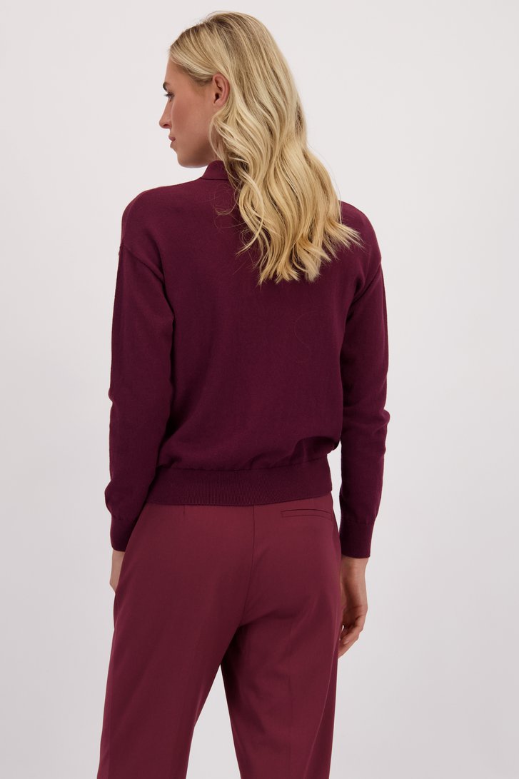 Achterkant van Bordeaux cardigan met polokraag door Liberty Island voor Dames