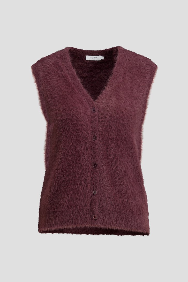 Productfoto 1 van Bordeaux fluffy mouwloze cardigan door Liberty Island voor Dames
