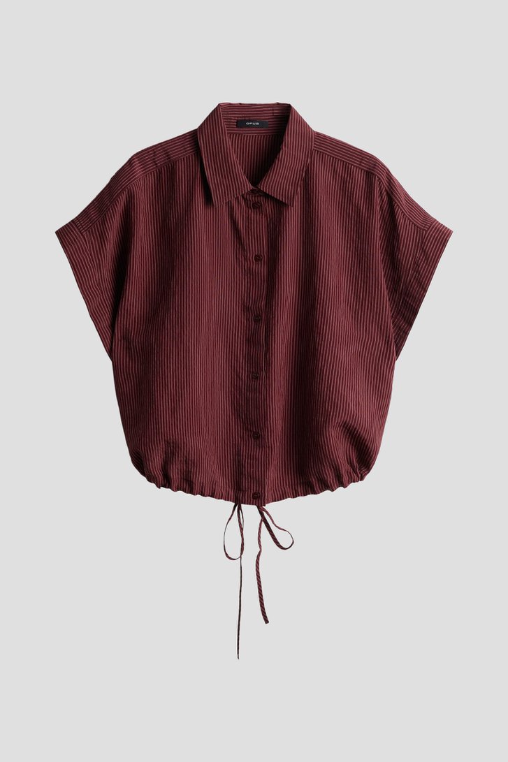 Productfoto 1 van Bordeaux gestreepte blouse met strikkoord door Opus voor Dames
