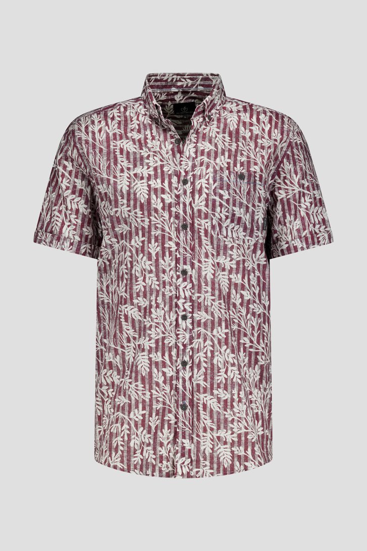 Bordeaux hemd met botanische print van BlueFields voor Heren