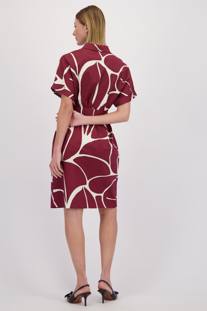 Achterkant van Bordeaux midikleedje met grafische print door D'Auvry voor Dames