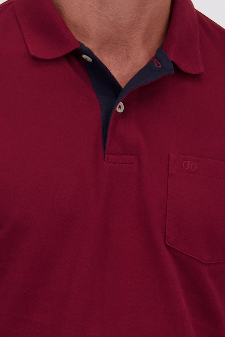 Detail van Bordeaux polo met lange mouwen door Dansaert Blue voor Heren