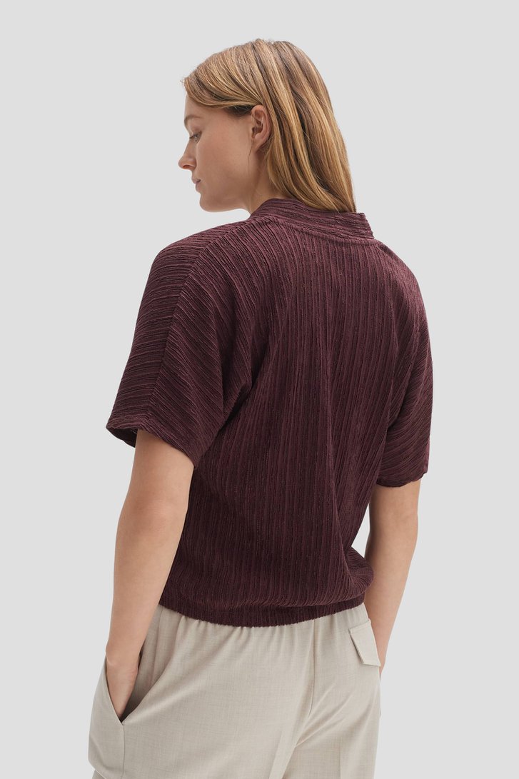 Bordeaux T-shirt met gestreepte textuur van Opus voor Dames