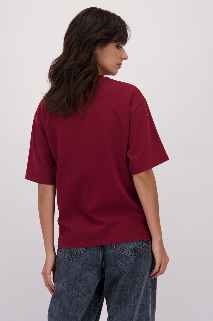 Achterkant van Bordeaux T-shirt met korte mouwen door Louise voor Dames