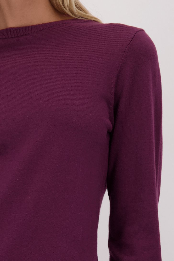 Detail van Bordeaux trui met ronde hals door Liberty Island voor Dames