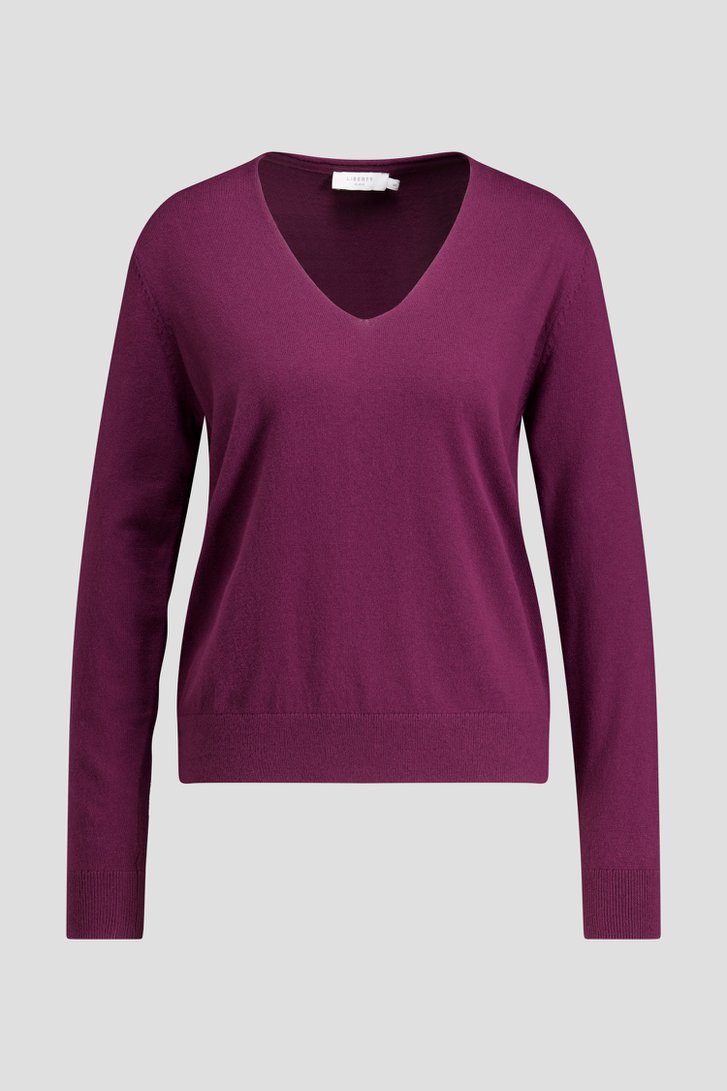 Productfoto 1 van Bordeaux trui met V-hals door Liberty Island voor Dames