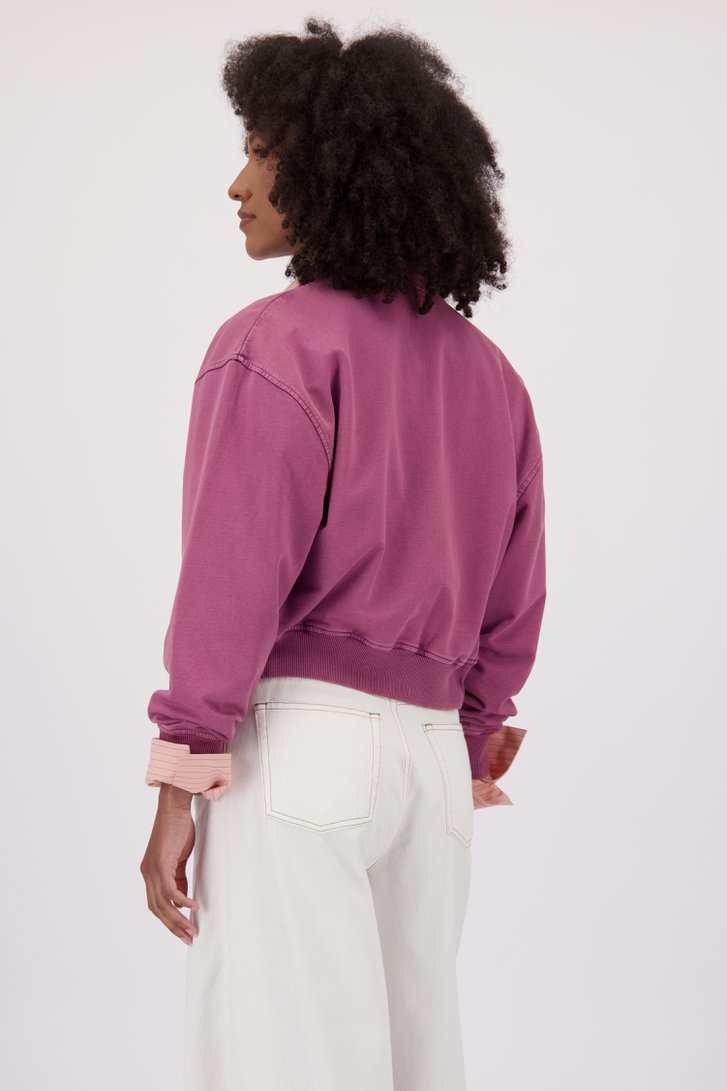 Bordeaux washed sweater met rits van Louise voor Dames